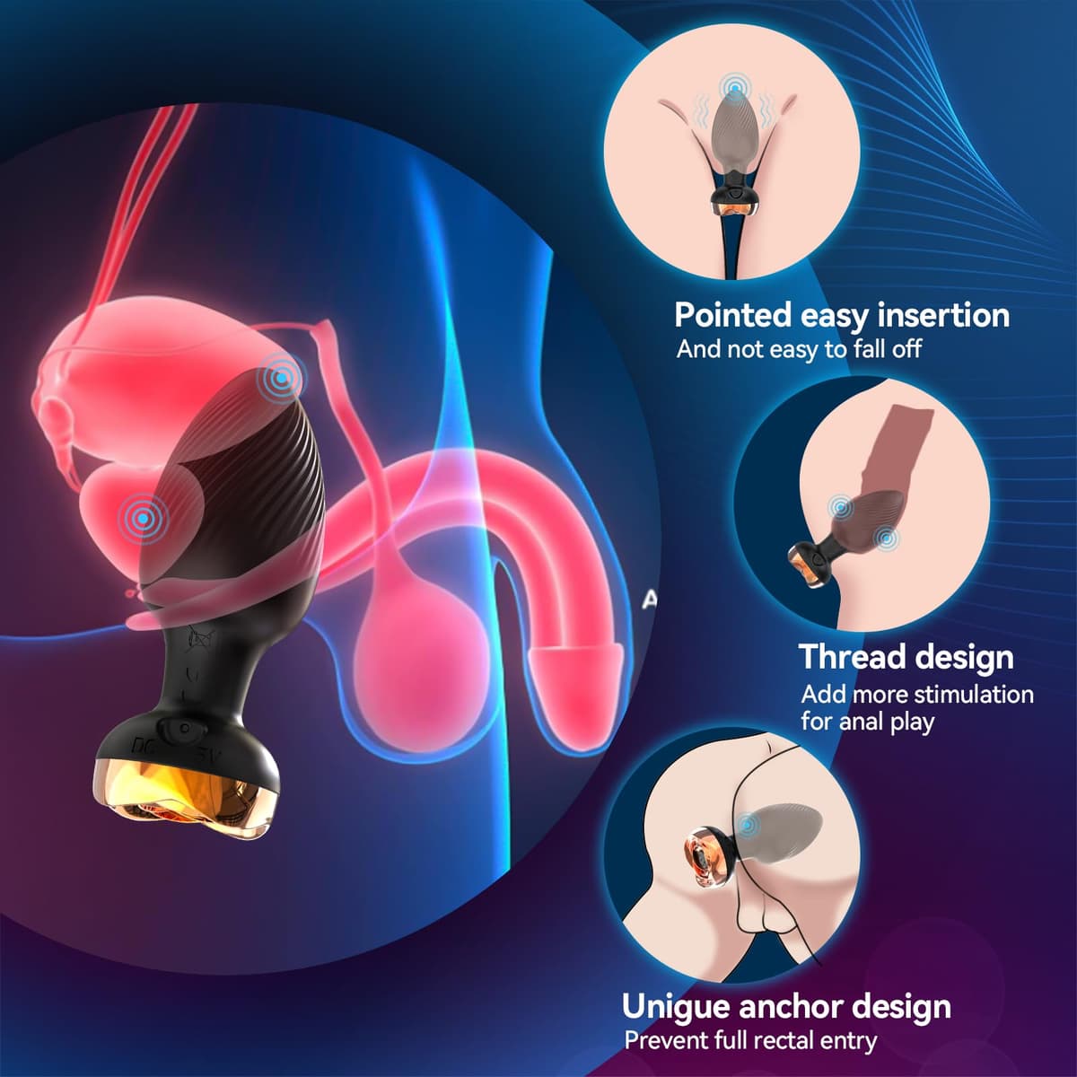 Plug Anales,con Vibración xxl Dildo Anal Vibradorador Mujer Juguetes eróticos para Pareja Sexuales con Mando a Distancia Consolador Butt Plug Anales Consoladores.. para mujer 10 Modos Carga, A26022808 — view 4