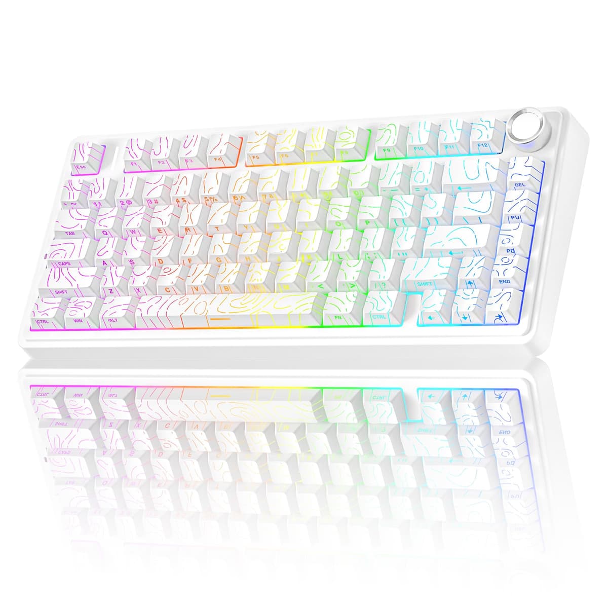 AULA F75 75% Wireless Mechanical Keyboard,2.4Ghz/Type-C/BT5.0 Gaming Keyboards,Advanced Structure,RGB Backlight,Hot Swappable Custom Keyboard for PC/Mac (Cool Black) — view 21