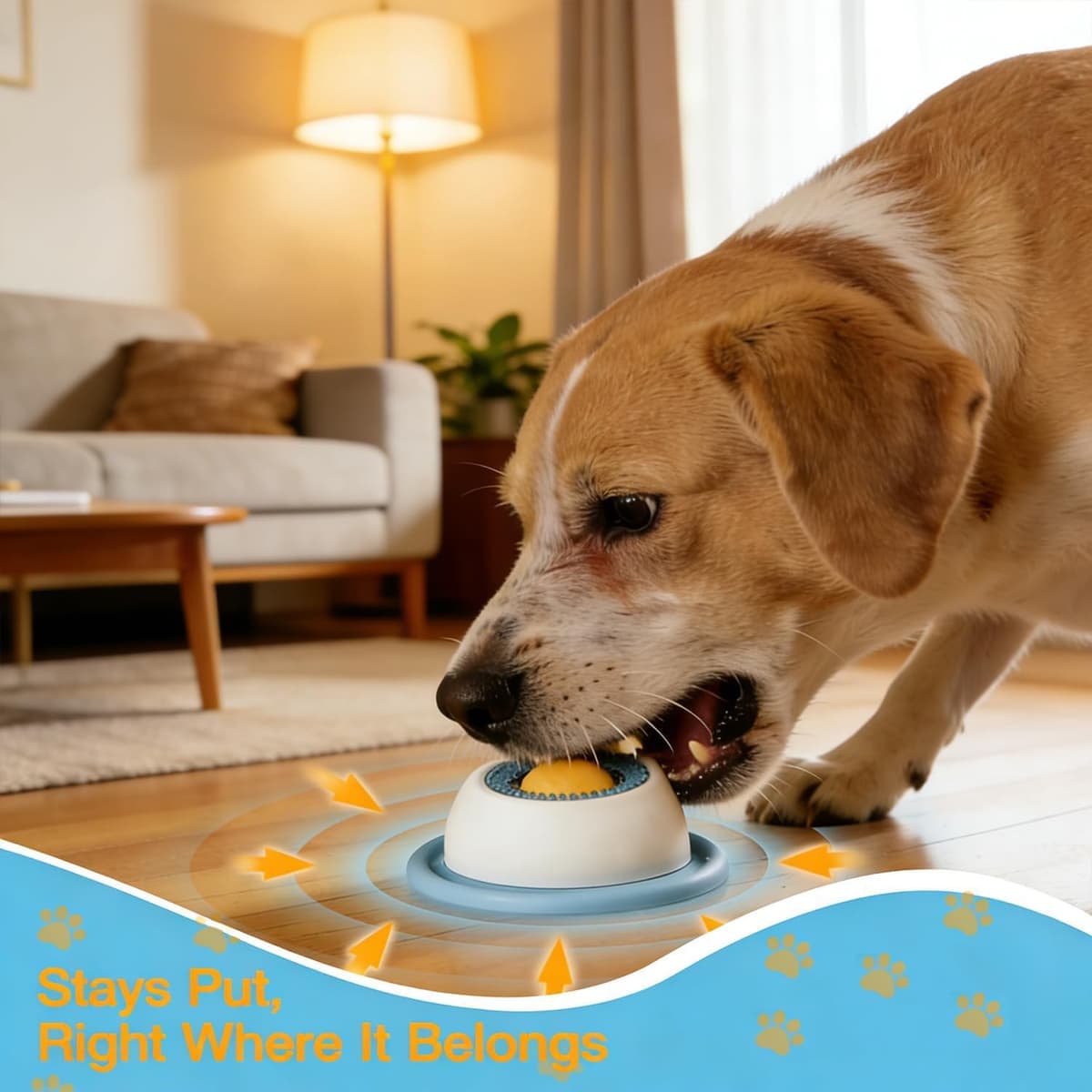 Dog Lick Bowl, Anti-Slip Dog Lick Bowl with Rotating Ball, Interactive Slow Feeding Toy Reduces Anxiety and Boredom (Blue) — view 3