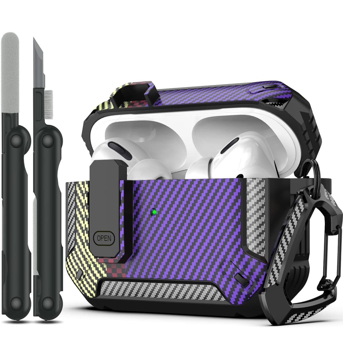 RFUNGUANGO Compatible con Airpods 4 Estuche (2024) con Kit de Limpieza, Clip de Bloqueo Seguro y Estuche de Protección a Prueba de Golpes para Airpods 4ta Generación Lanzamiento 2024,Cielo Estrellado — view 31