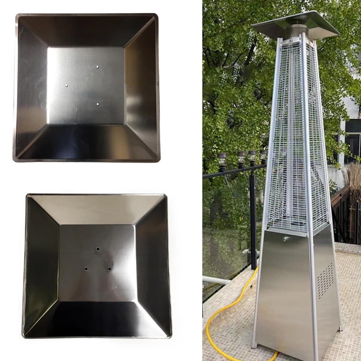 Aluminum Square Reflector Flame Shield For Pyramid Patio Heaters Enhanced Heat Distribution Fits 7 cm or 11 cm Hole Distance Replacement Shield Weather Resistant For Outdoor Use Silver 1 Piece(11cm) — view 5