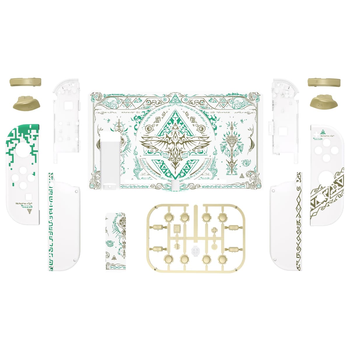 eXtremeRate Carcasa con Botones para Nintendo Switch - Funda Protectora de Reemplazo para Joycons y Consola, Shell Placa con Teclas para Nintendo Switch Accesorios (Tótem del Reino Blanco) — view 2