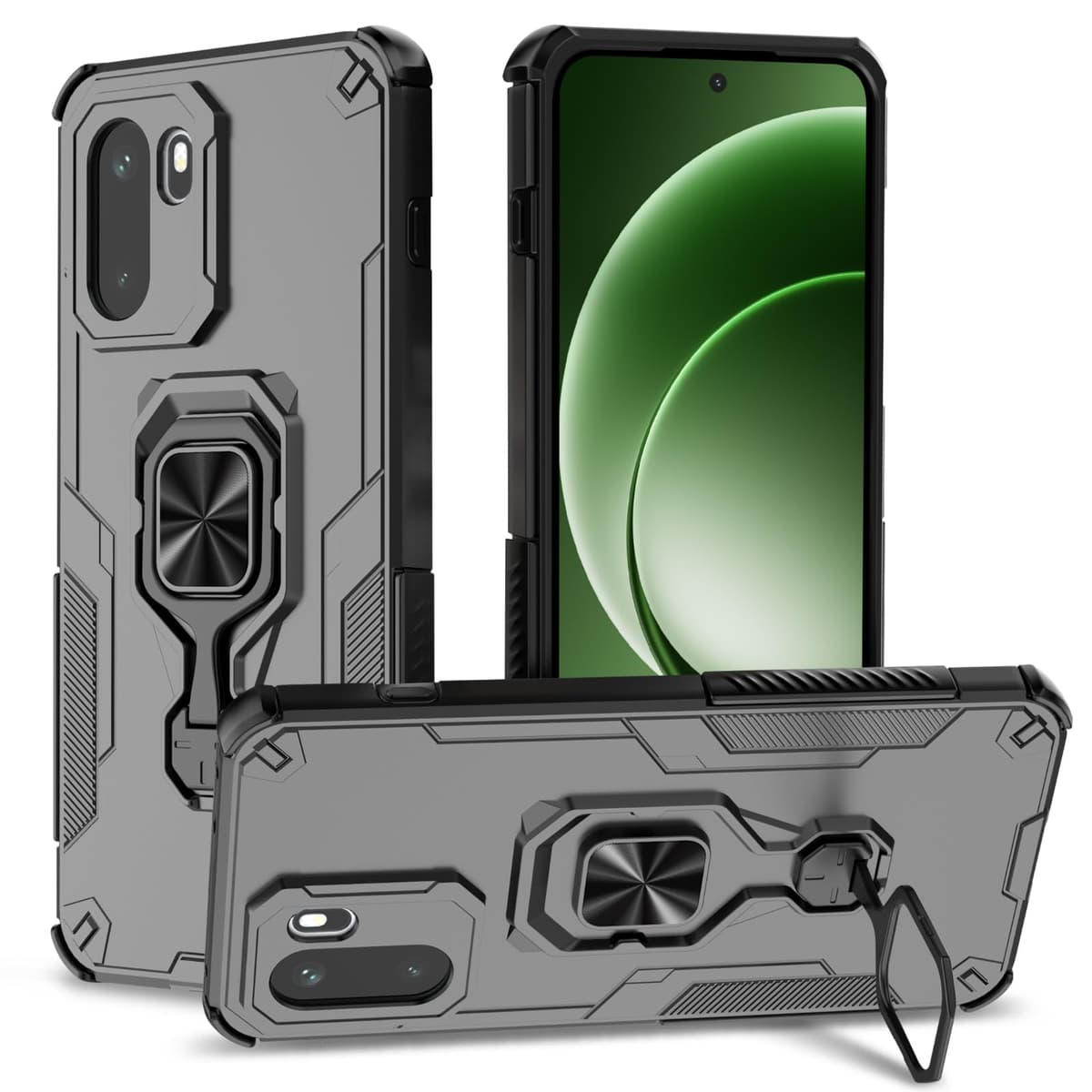 Funda para CMF Phone 2 Pro, Carcasa Antigolpes con Soporte anular metálico, Case Protectora de Grado Militar, Negro — view 1332