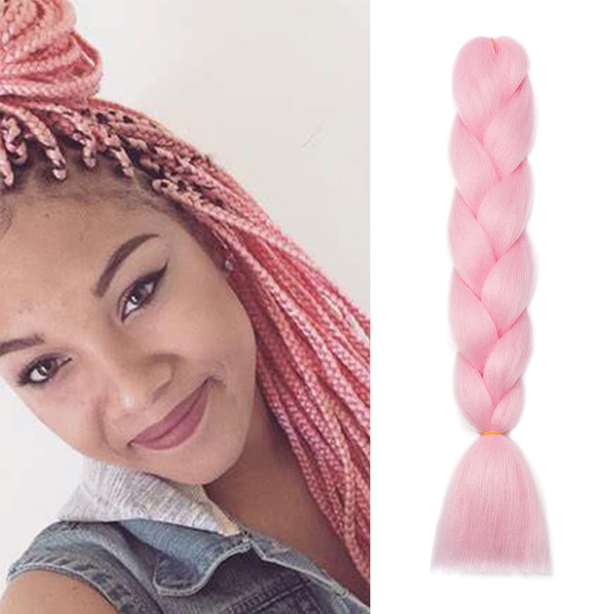 24" Braiding Hair Extension Jumbo Braids Synthetic 3bundles/pack Crochet Hair Afro Box Braid Heat Resistent (Dark Purple) — view 152