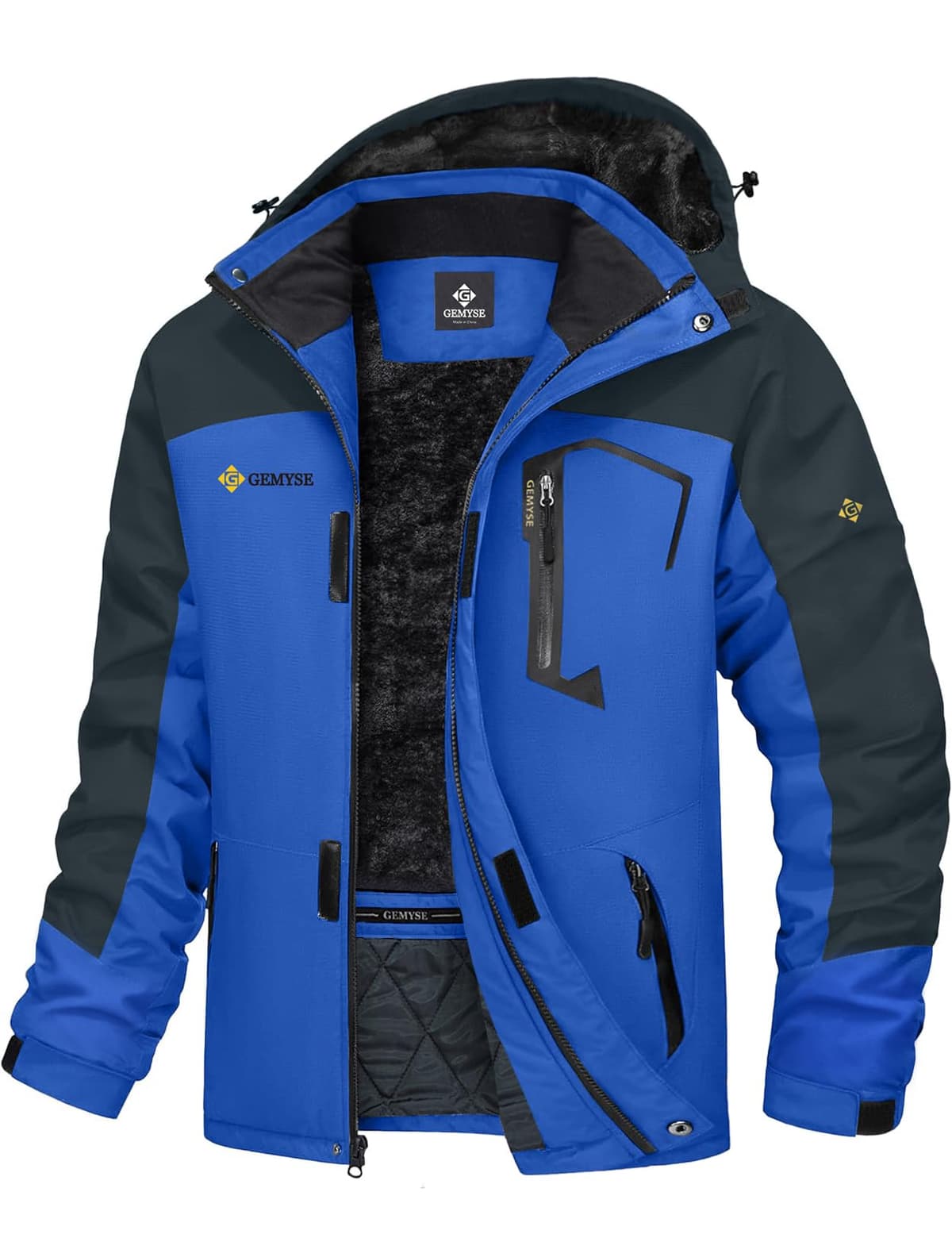 GEMYSE Chaqueta de Esquí Impermeable de Montaña para Hombre Abrigo de Invierno al Aire Libre de Lana a Prueba de Viento con Capucha — view 11