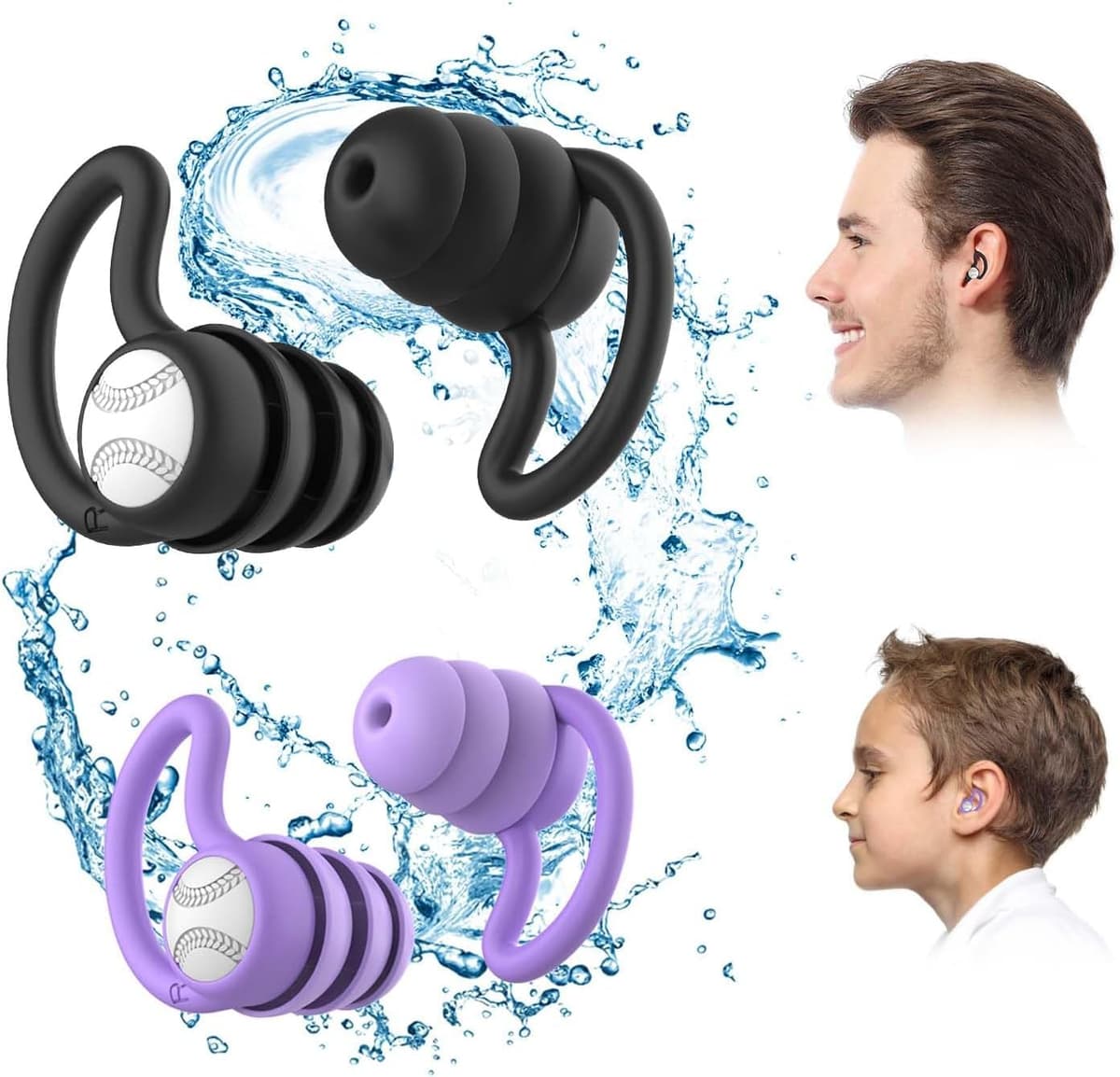 Tapones oidos natación para adultos - Impermeables reutilizables de silicona suave tapones para los oídos para la ducha, natación(3 pares) — view 12
