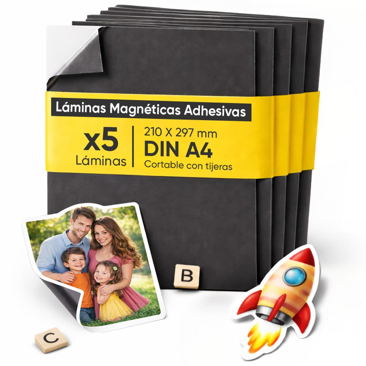 PREVIS Lámina Magnética Autoadhesiva DIN A5 (210 x 148 mm) – Hojas Imantadas Adhesivas para Fotos, Manualidades y Carteles – Película Magnética para Hogar, Escuela y Oficina (Pack 10 Unidades) — view 7
