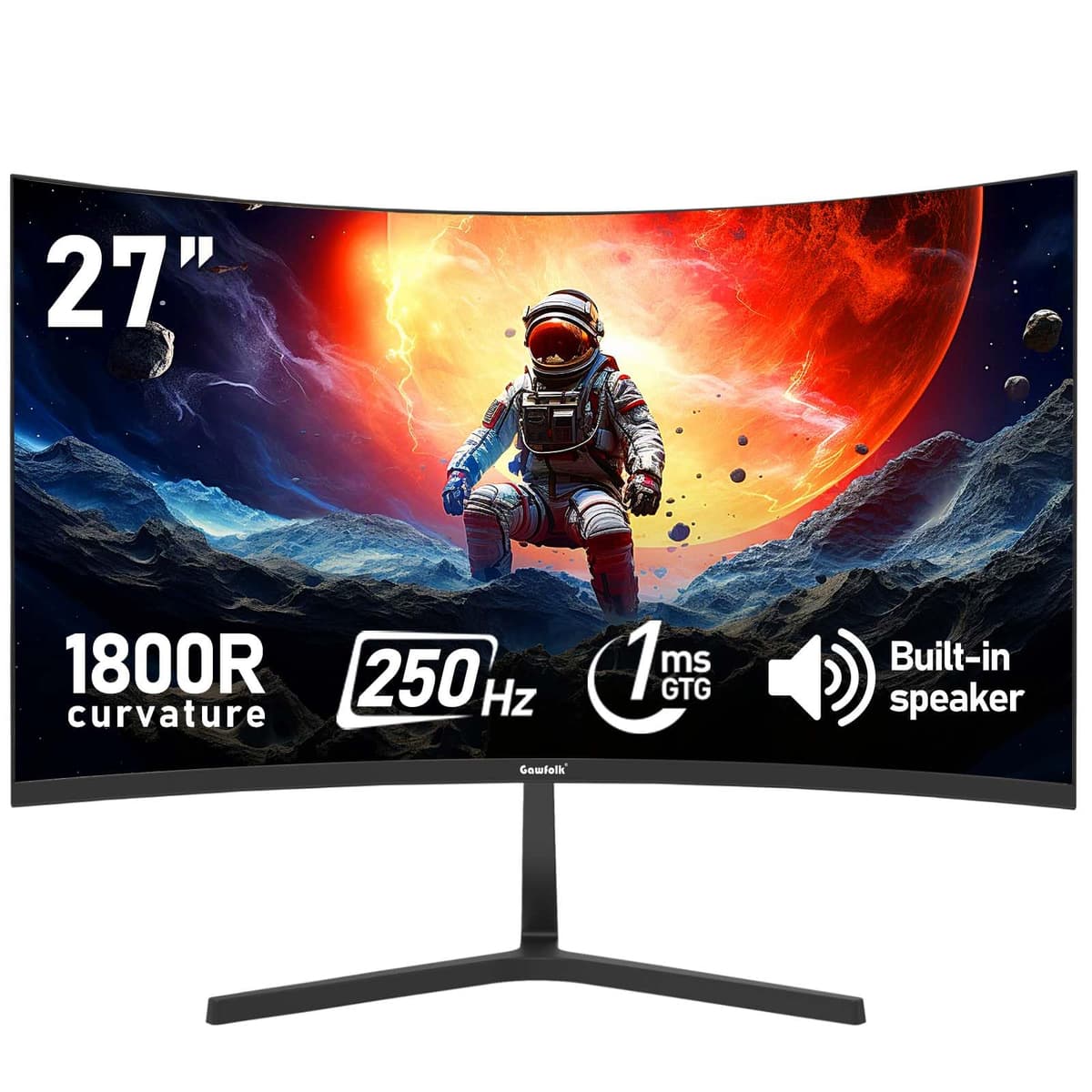 Gawfolk 27 inch IPS PC Screen, 4K Gaming Monitors 160Hz, 1ms,AdaptiveSync, 100%sRGB, 178° Wide Viewing Angle, HDMI 2.1, DisplayPort,Height-adjustable and swivel,75*75MM Wall Mount Compatible - Black — view 16