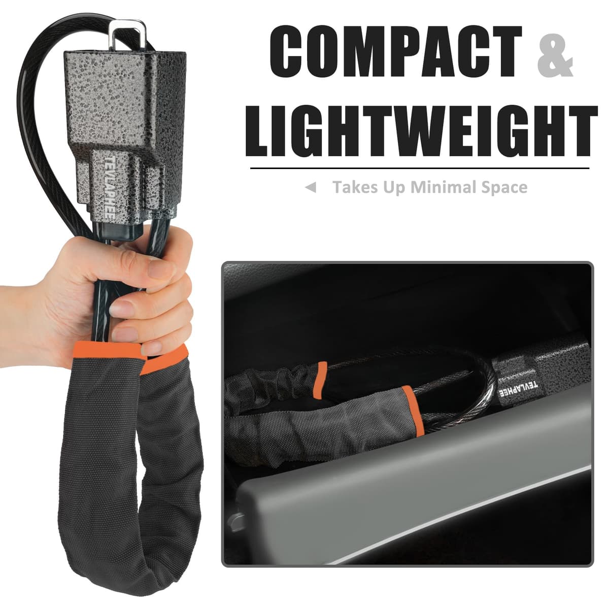 Tevlaphee Upgraded Steering Wheel Lock, Seat Belt Lock, Metal Head, High Visibility Car Lock Anti-Theft Device, Heavy Duty, Universal Fit for Car, SUV, Pickup, Jeep, Van, RV, 3Keys(Black) — view 5