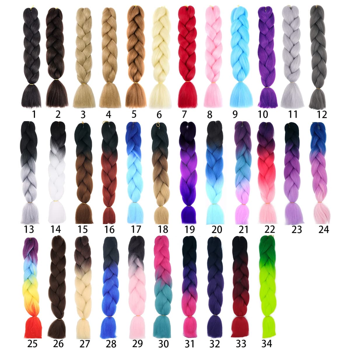 24" Braiding Hair Extension Jumbo Braids Synthetic 3bundles/pack Crochet Hair Afro Box Braid Heat Resistent (Black) — view 5