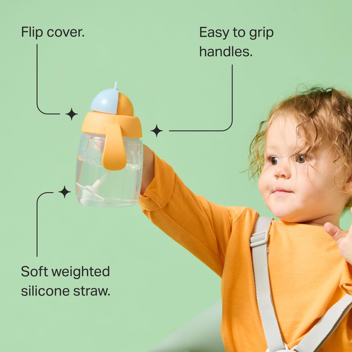 Tommee Tippee Trainer Straw Cup, 240ml, Easy Transition Toddler Cup for 6 Months+, with Silicone Weighted Straw and Easy-Hold Handles, Pink and Purple, 2 Pack — view 3