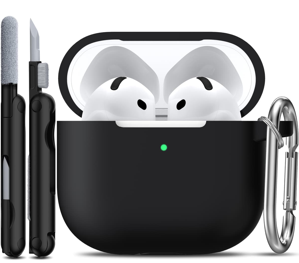 R-fun Funda para AirPods 4 con Kit de Limpieza, Case de Silicona Suave con Llavero, Funda Protectora Completa para Hombres y Mujeres, Compatible con Apple Latest Airpods 4th, Rojo — view 8