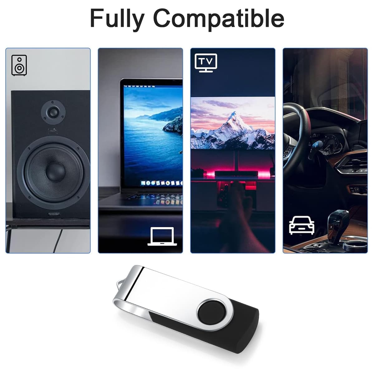 4GB USB Flash Drive,SRVR 20Pack USB2.0 Swivel Thumb Drives Data Storage Jump Drive Zip Drive Memory Sticks External Devices with Led Indicator(Black Color With Lanyard) — view 3