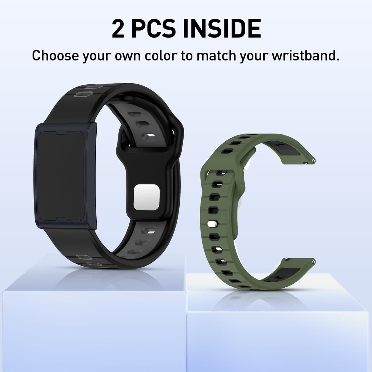 Diruite 2 Piece Bicolor Watch Straps for Amazfit Helio Silicone Watch Bands,Waterproof Ventilated Silicone Sport Watchbands Quick Release Replacement Bands for Men and Women — view 7