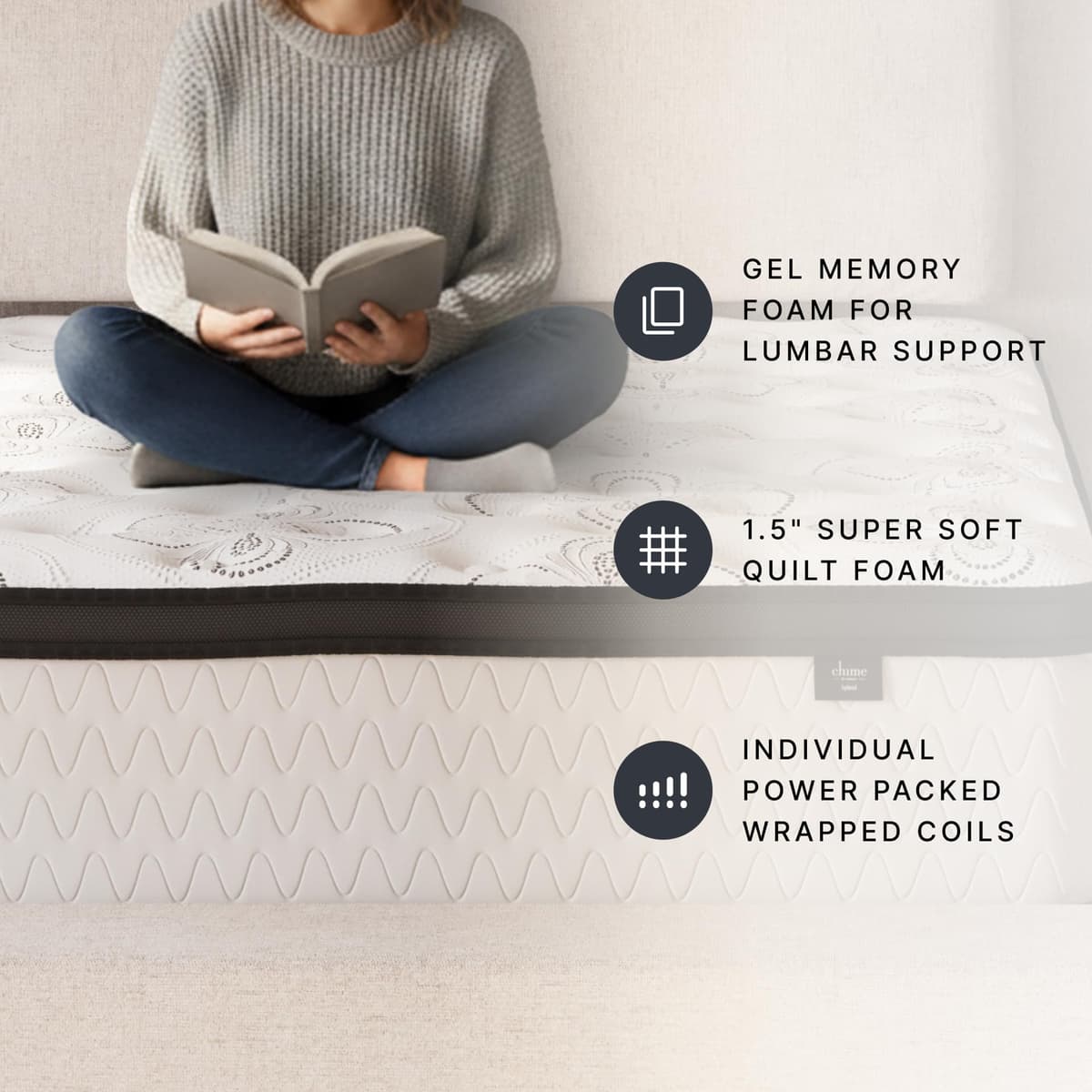 Signature Design by Ashley Chime 12 Inch Hybrid Full Mattress, Memory Foam with Lumbar Support, High-Density Foam & Pocketed Coils for Comfort & Back Support, Mattresses in a Box, Full Size — view 7