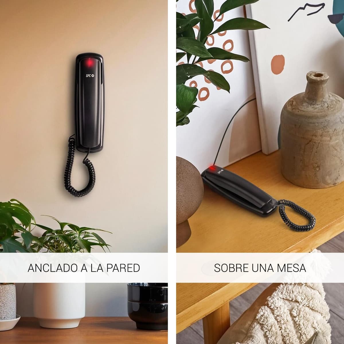 SPC Original Lite 2 – Teléfono Fijo sobremesa o Pared, Compacto y fácil de Usar, señal Luminosa 10 memorias indirectas, Teclas Grandes, función rellamada - Negro — view 4