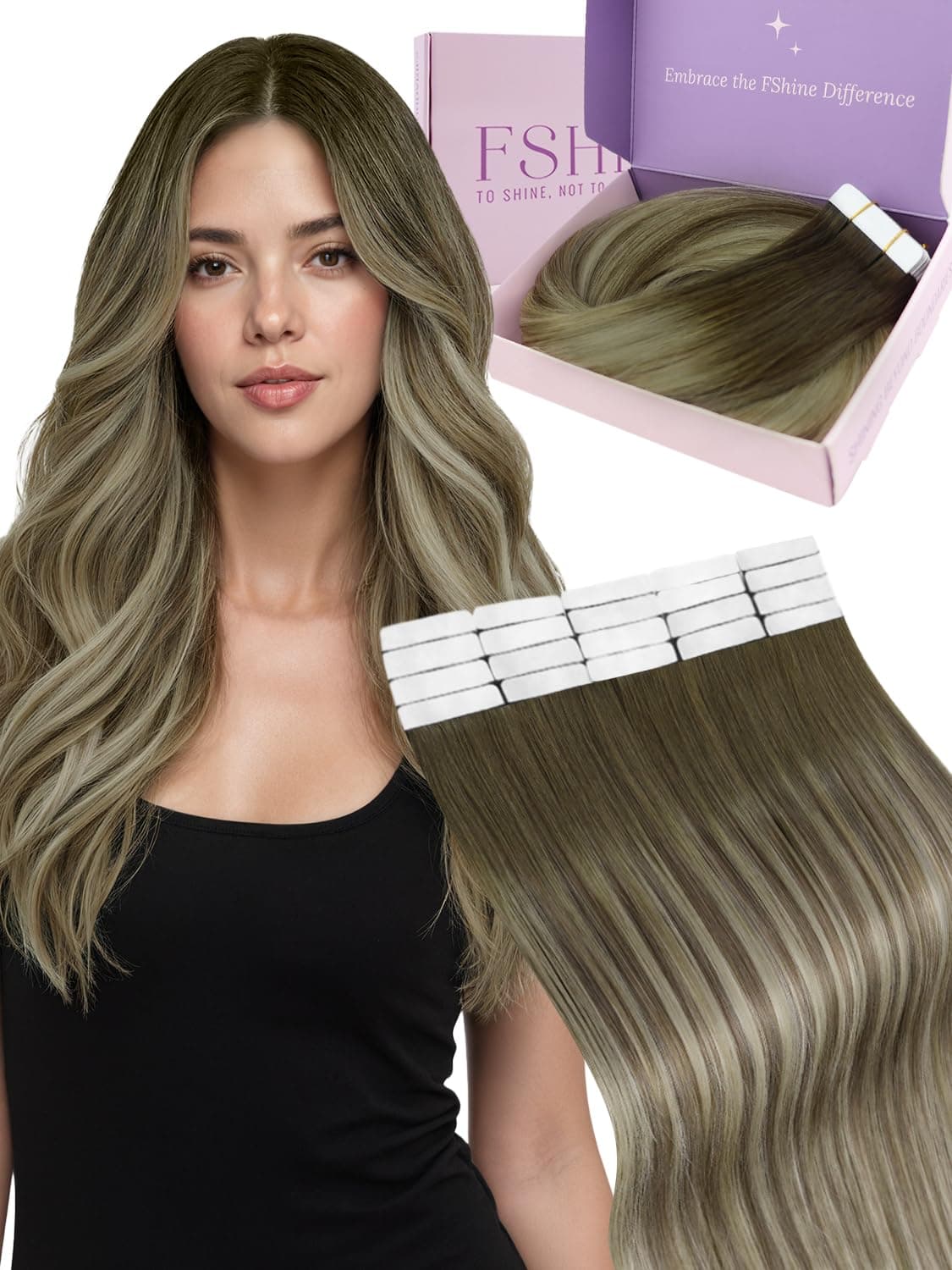 Fshine Extensiones Pelo Natural Adhesivas Rubio Blanco Extensiones Remy Adhesivas 45cm 50g Tape In Hair Extensions Cintas De Cabello Pelo Natural Color 1000 — view 24