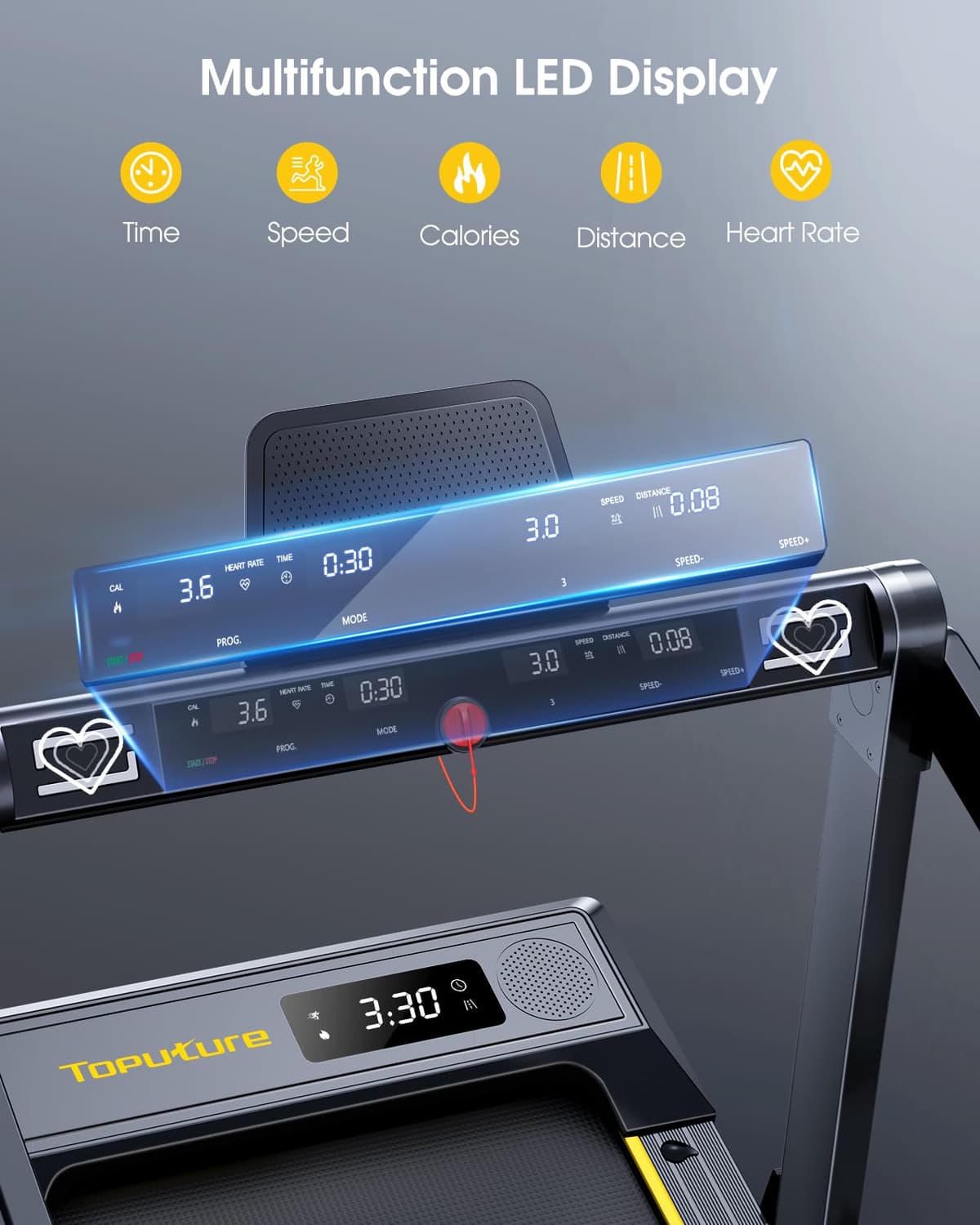 Walking Pad Treadmill with 12% Incline and Handle Bar, 4 in 1 Folding Treadmill for Home/Office, Under Desk Treadmills Portable Walking Pad with App & Bluetooth Speaker, 0.6-10MPH — view 5