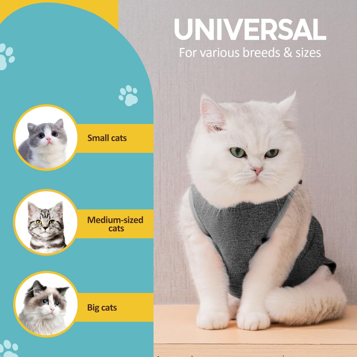 Avont Traje de Recuperación para Gatas Esterilizadas, Ropa Postoperatoria Protectora Antilamido, Chaleco para Cirugía y Heridas Abdominales (Gris Oscuro,L) — view 5