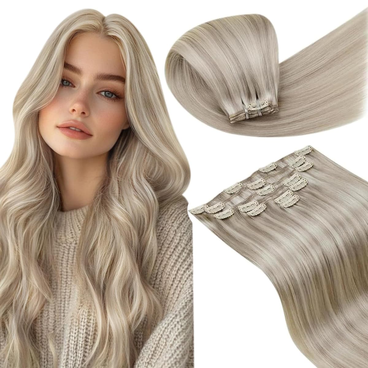 LaaVoo Hair Extensions Clip in Real Human Hair Brown Clip in Hair Extensions Dark Brown Remy Straight Hair Full Head Double Weft 80g 5pcs 14 Inch #4 — view 10