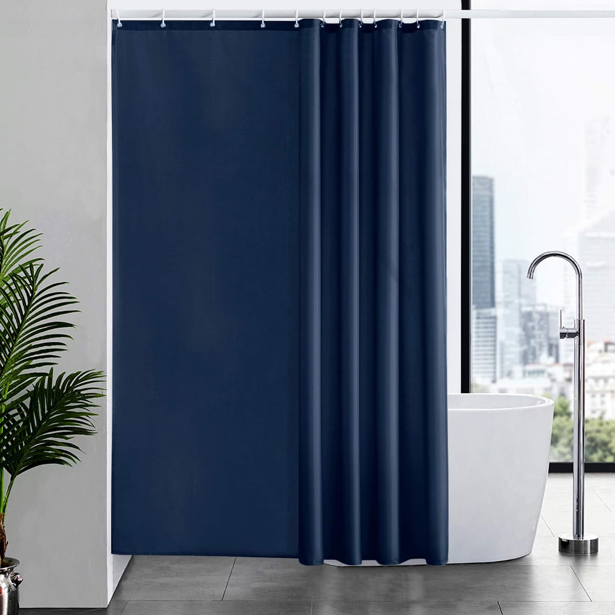 Furlinic Cortina Ducha 200x200cm Antimoho Impermeable Lavable Blanco Tela Poliéster Grandes Cortinas de Baño con 12 Aros de Cortina Ducha. — view 59