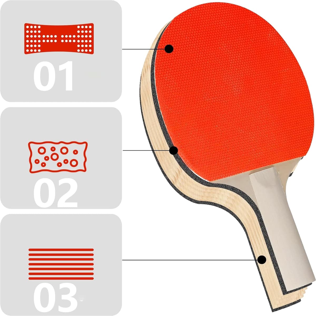 Persiiious Sets de Ping Pong, Juego de Tenis de Mesa Portátil, Set de Ping Pong Portátil, con 2 Raquetas de Ping Pong, 3 Bolas, 1 Red de Ping Pong Retráctil, 1 Bolsa de Almacenamiento — view 3