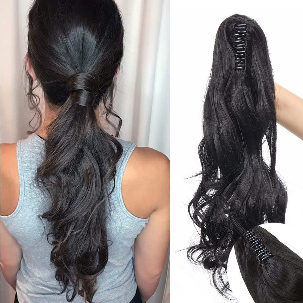 17"(43cm) SEGO Ponytail Long Synthetic Hair Looks Natural [Red Brown/Orange] Clip in Hair Extensions Curly Tail Ponytail Extension (90g) — view 101