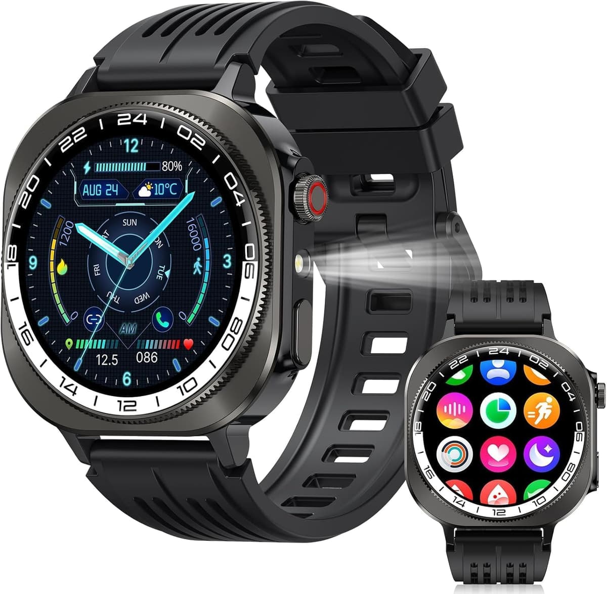 Smart Watches for Men (Answer/Make Call), 1.53" HD Military Smartwatch, 50+ Days Extra-Long Battery Life Fitness Watch , Flashlight/110+Sports/Heart Rate/Sleep Monitor/IP68 Waterproof Android iOS — view 9