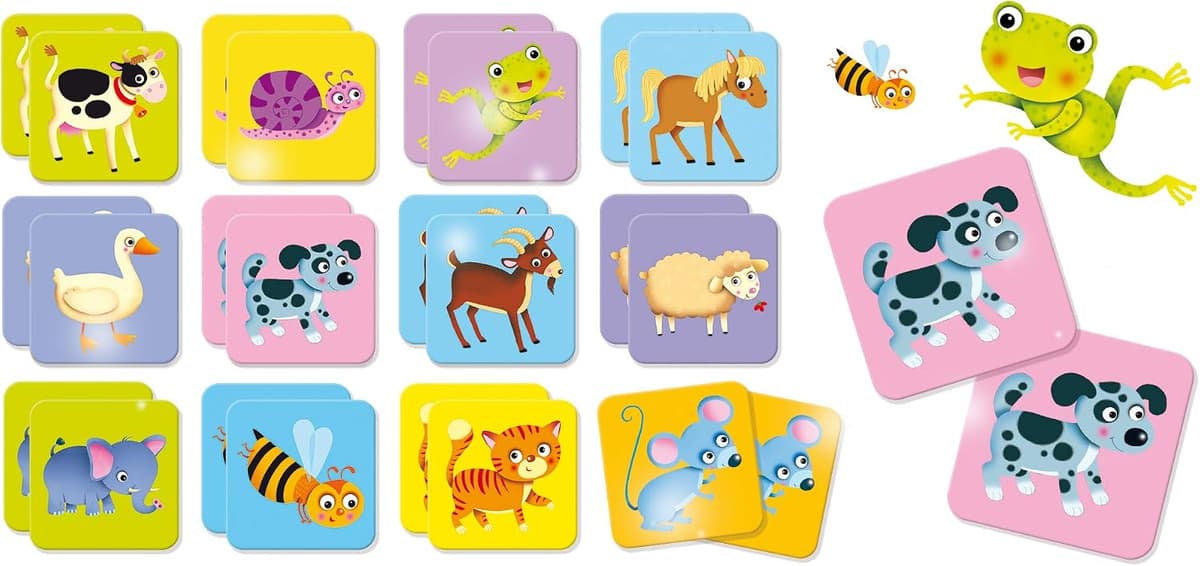 Lisciani - Baby Memo - Los Animales - Juego de Sociedad Educativo - Juego de Memoria y Reflexión - 24 Cartas - Para Niños de 1 a 4 años de edad - CAROTINA BABY — view 3