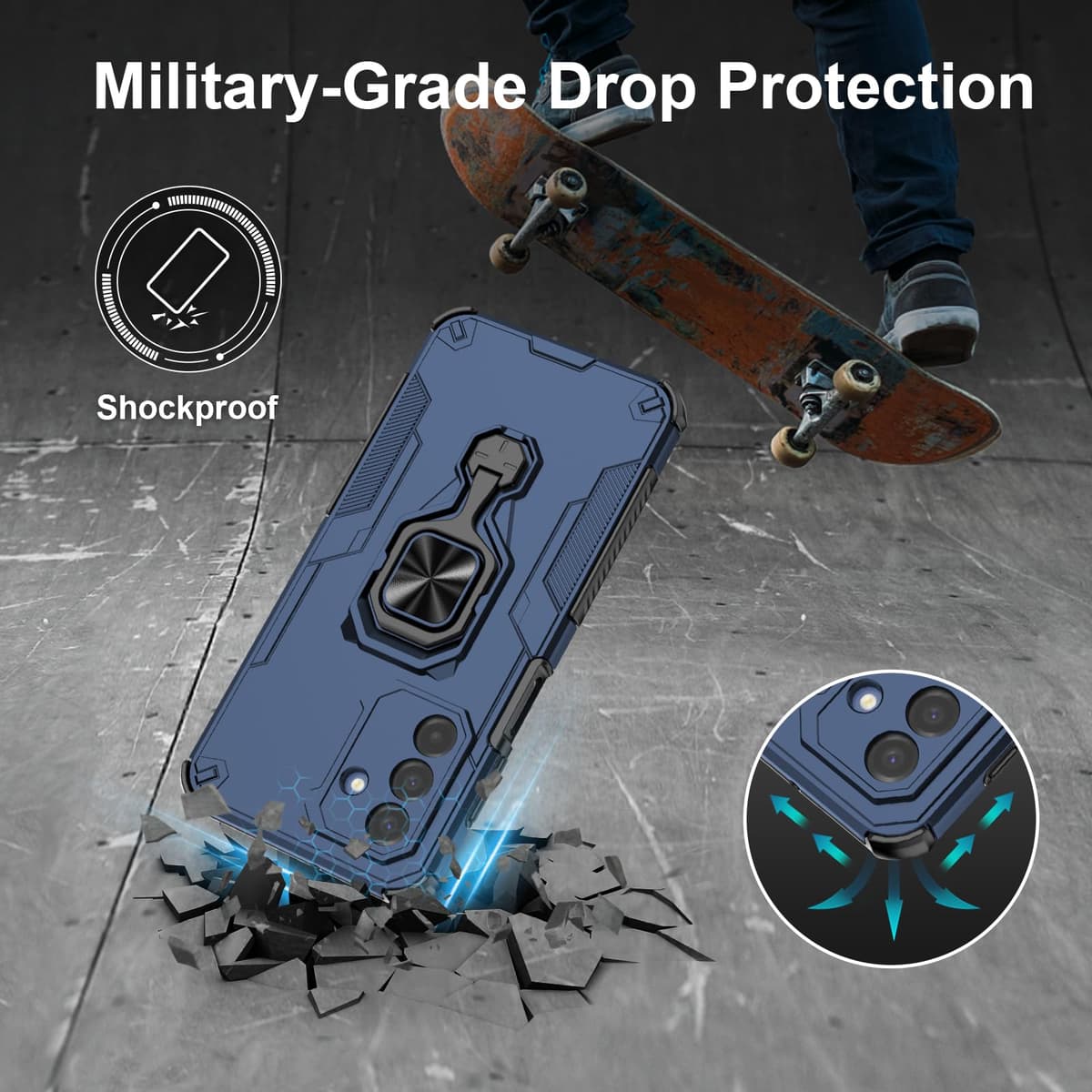 Funda para CMF Phone 2 Pro, Carcasa Antigolpes con Soporte anular metálico, Case Protectora de Grado Militar, Negro — view 461