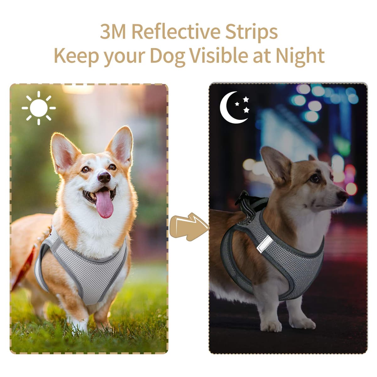 HEELE Arnes Perro Pequeño con Lineas Reflecantes Arnés Perro Antitirones Ajustable Suave Acolchado Cómodo para Viajar Pasear con Mascota, Flores Nanranja, S — view 68