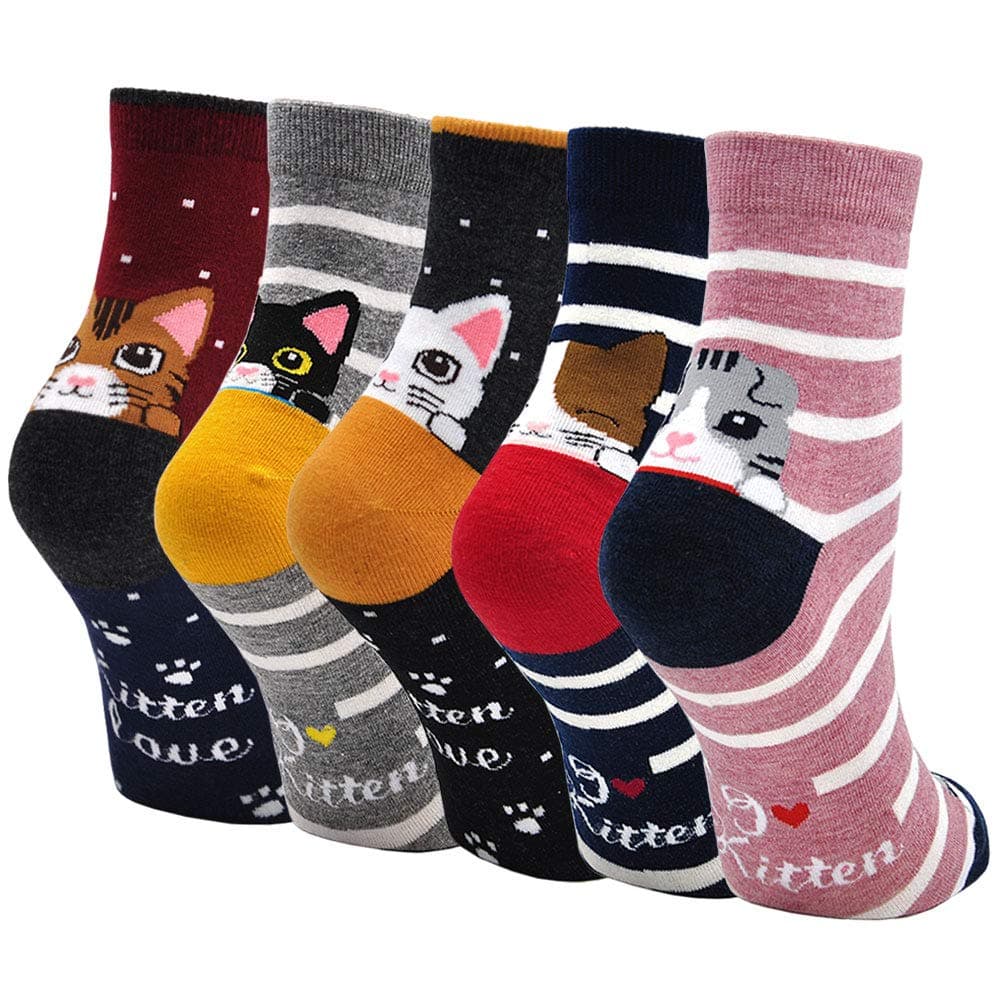 PUTUO Calcetines Divertidos Mujer Calcetines Térmicos, Calcetines de Algodón Mujer Calcetines Animales Lindos, 5 Pares — view 4