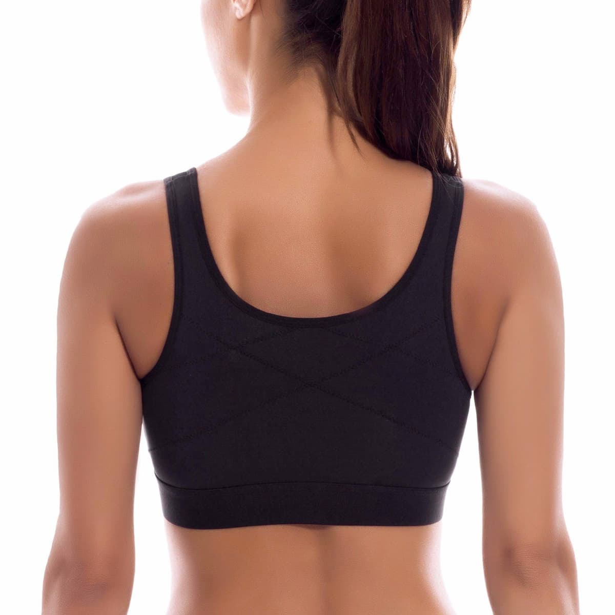 SYROKAN Women's Sports Bra High Impact Front Fastening Zipper Wireless Post Surgery Support Workout Bra — view 2