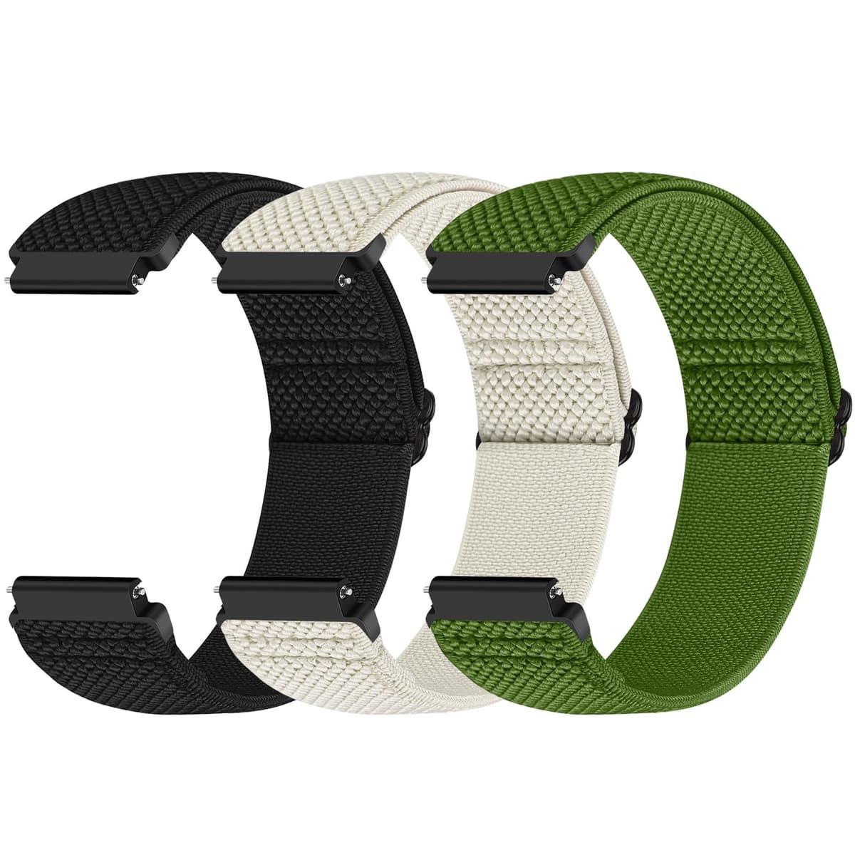 Yunshare Quick Release Watch Strap 18mm 19mm 20mm 22mm 24mm, Elastic Nylon Watch Bands Women Men for Samsung/Garmin/Fossil/Amazfit/Huawei/COROS/Xiaomi Replacement Wristband, 3pcs — view 8