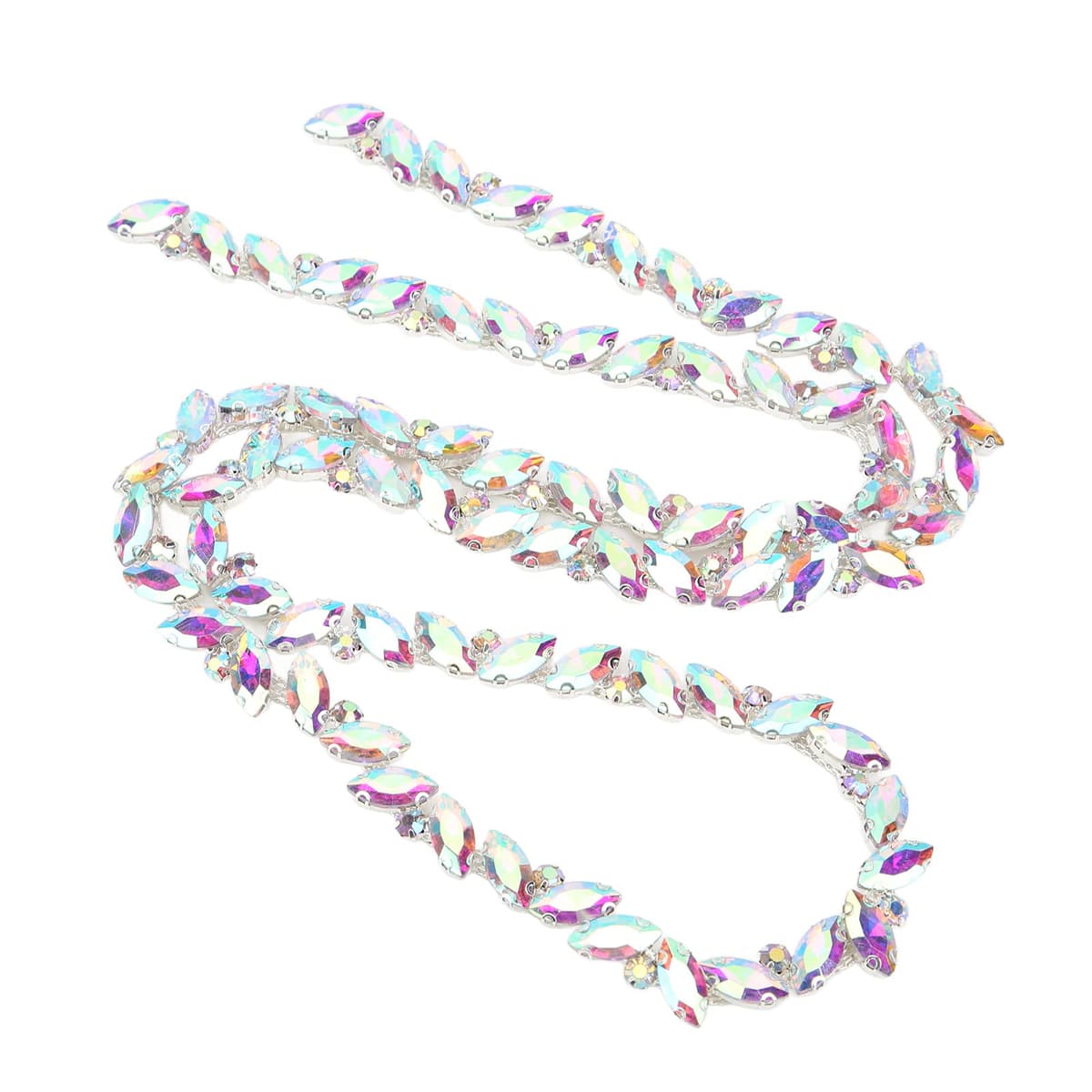 Acouto Crystal Chain Trim, Transparent Glass Claw Chain High Hardness Rhinestone Strips for Clothing, Shoes, Jewelry Accessories — view 5