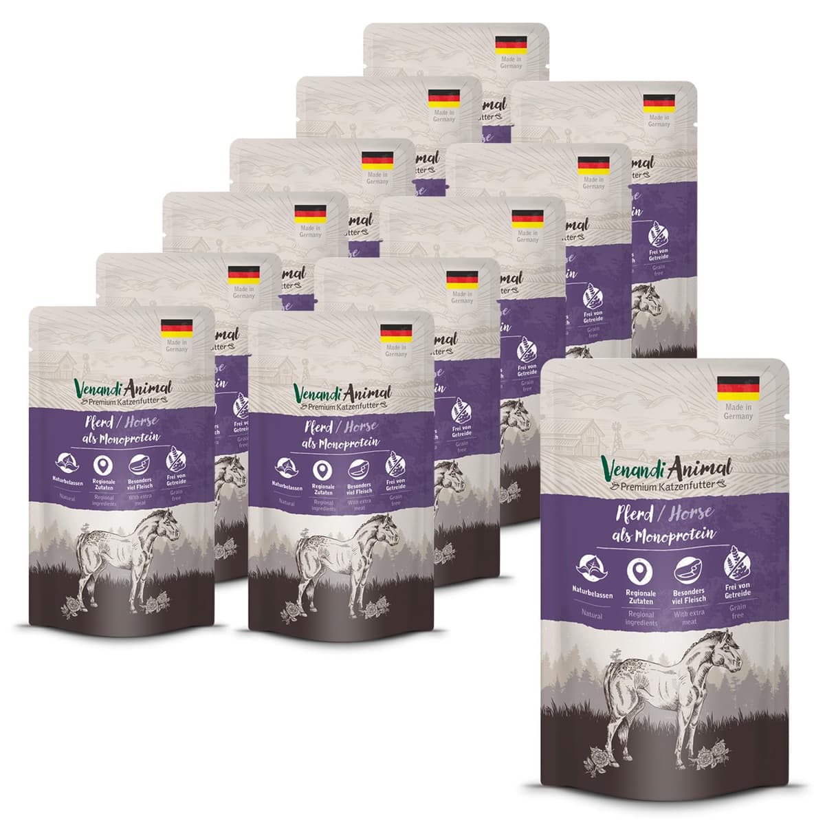 Venandi Animal Premium Cat Food, Horse as Monoprotein, Wet Food, Grain-Free and Natural, Pack of 6 (6 x 200 g) — view 43