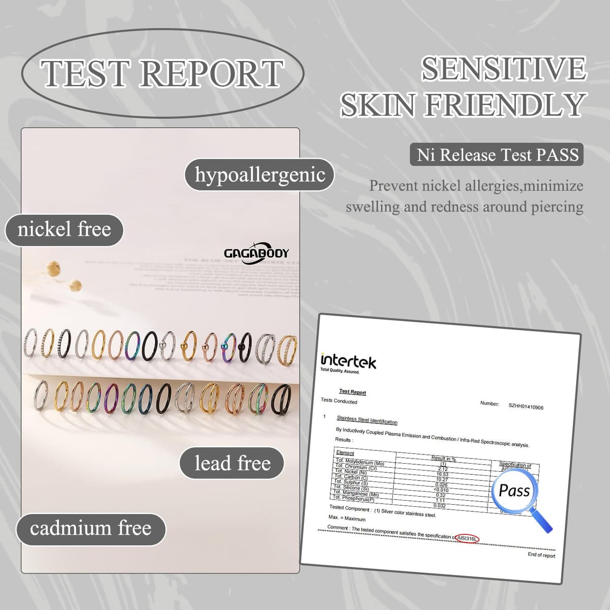 GAGABODY 2 Pcs Nose Rings 20G 18G 16G 14G 12G 10G 8G Surgical Steel Piercing Rings for Nose Septum Cartilage Helix Tragus Conch Rook Daith Lobe from 5mm to 16mm Seamless Hoop Unisex Hinged Earrings — view 6