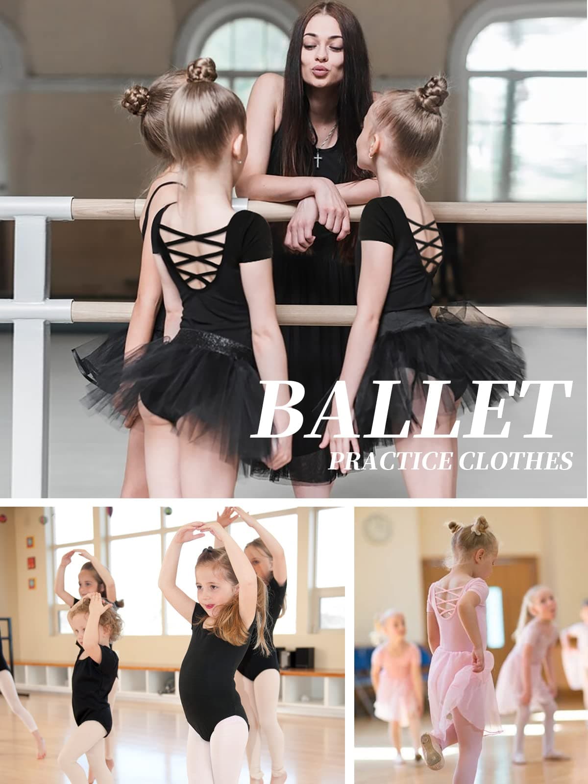 tanzdunsje Maillot de ballet Maillot de baile para niñas mujeres Leotardos de gimnasia de algodón de manga corta talla 100-170 — view 7