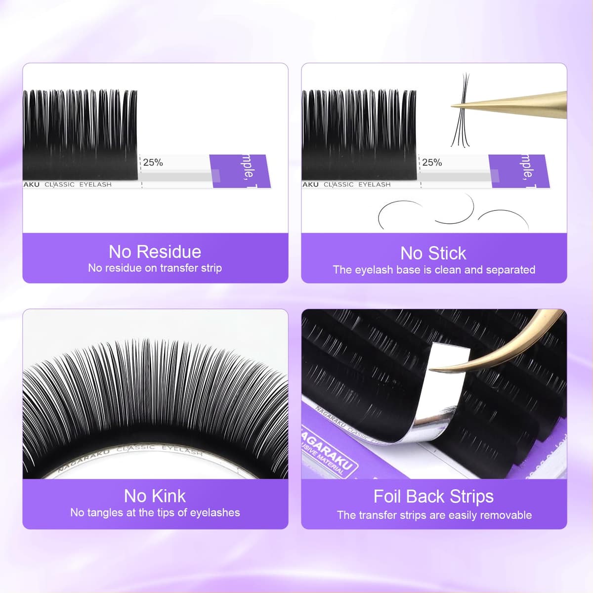 NAGARAKU Pestañas Individuales Clásicas 1:1 Suaves Y Naturales Volumen Ruso Pelo a Pelo Base Sin Pegamento Para Extension De Pestañas Profesional 16 Filas Alta Capacidad Negro Mate (0.07 CC 11mm) — view 4