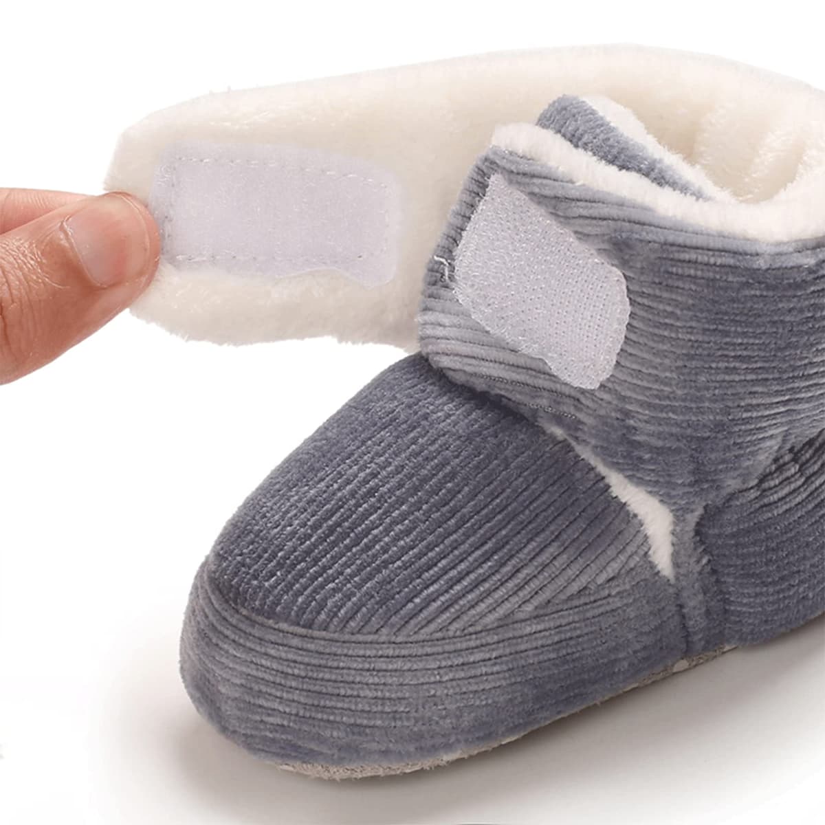 Baby Winter Warm Fleece Bootie, Newborn Non-Slip Soft Sole Winter Shoes Sock Shoes Cute Adjustable Crawling Shoes Prewalker Boots for Girls Boys Toddler 0-18 Months — view 2