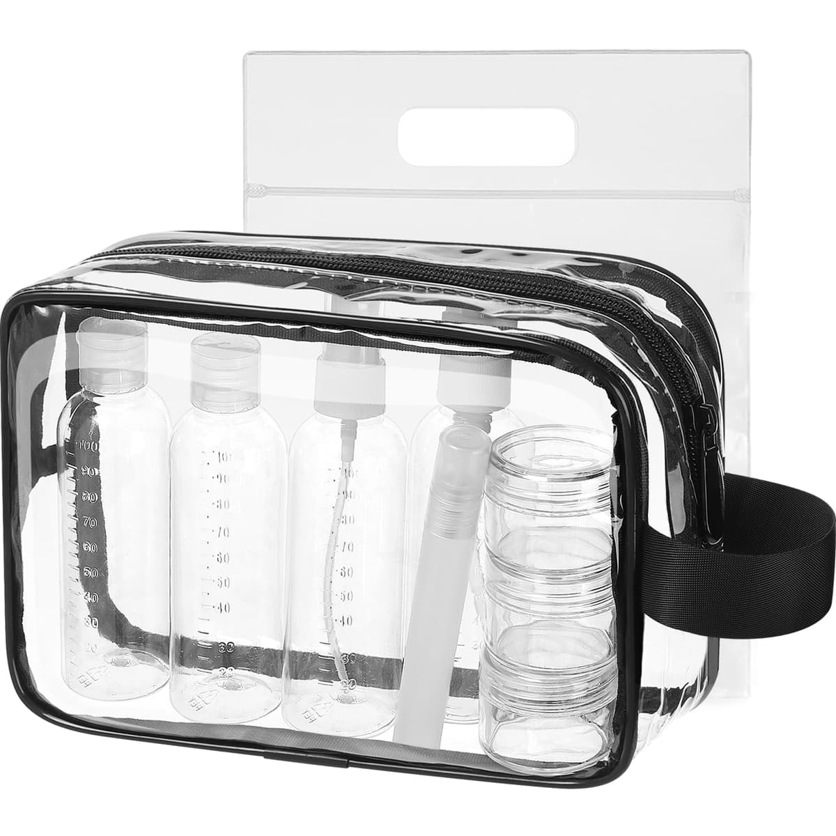 MOCOCITO Neceser Transparente con 8 Botellas de Viaje (MAX.100ml) y 1 Bolsa de Vuelo para Líquidos (20x20 CM,1L), Bolsa de Cosméticos Impermeable para Hombre y Mujer — view 11