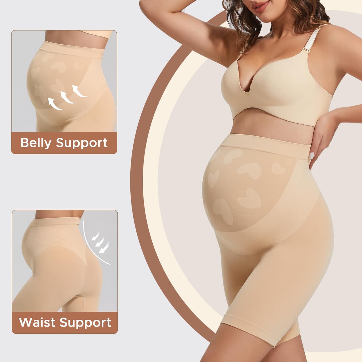 INNERSY Womens Maternity Shorts Over Bump High Waist Anti Chafing Pregnancy Shapewear for Under Dresses — view 3