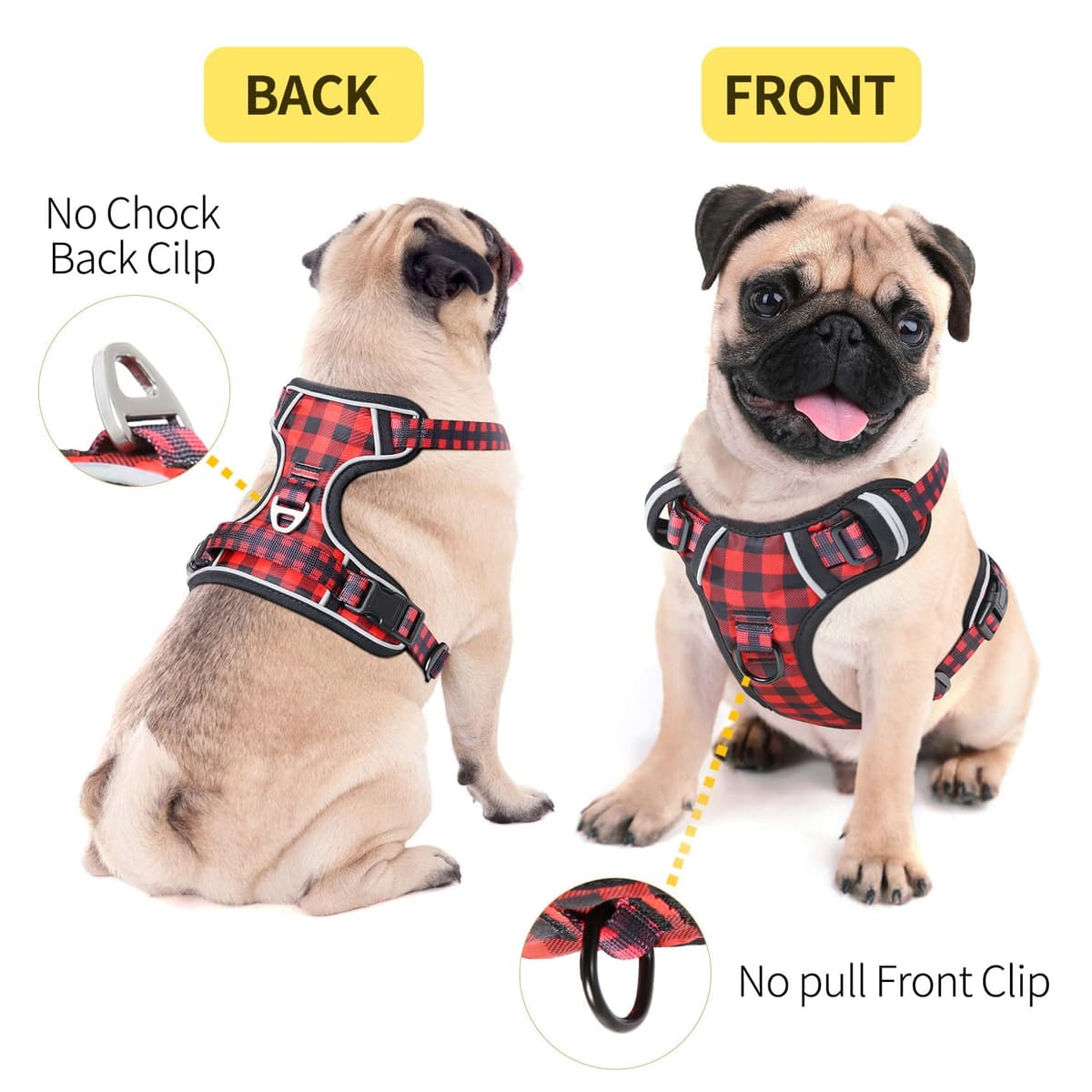 HEELE Dog Harness Medium No Pull Dog Vest Harness with Soft Handle Reflective Pet Harness for Outdoor Training Walking, Black, M — view 161