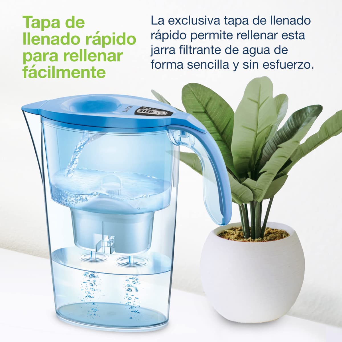 Jarra filtrante de agua LAICA Stream line (Edición en color) y 1 cartucho de filtro de agua Bi-Flux para 30 días - Tapa de llenado rápido, 2,3 L de capacidad total, 1,2 L de agua filtrada LAVANDA — view 4