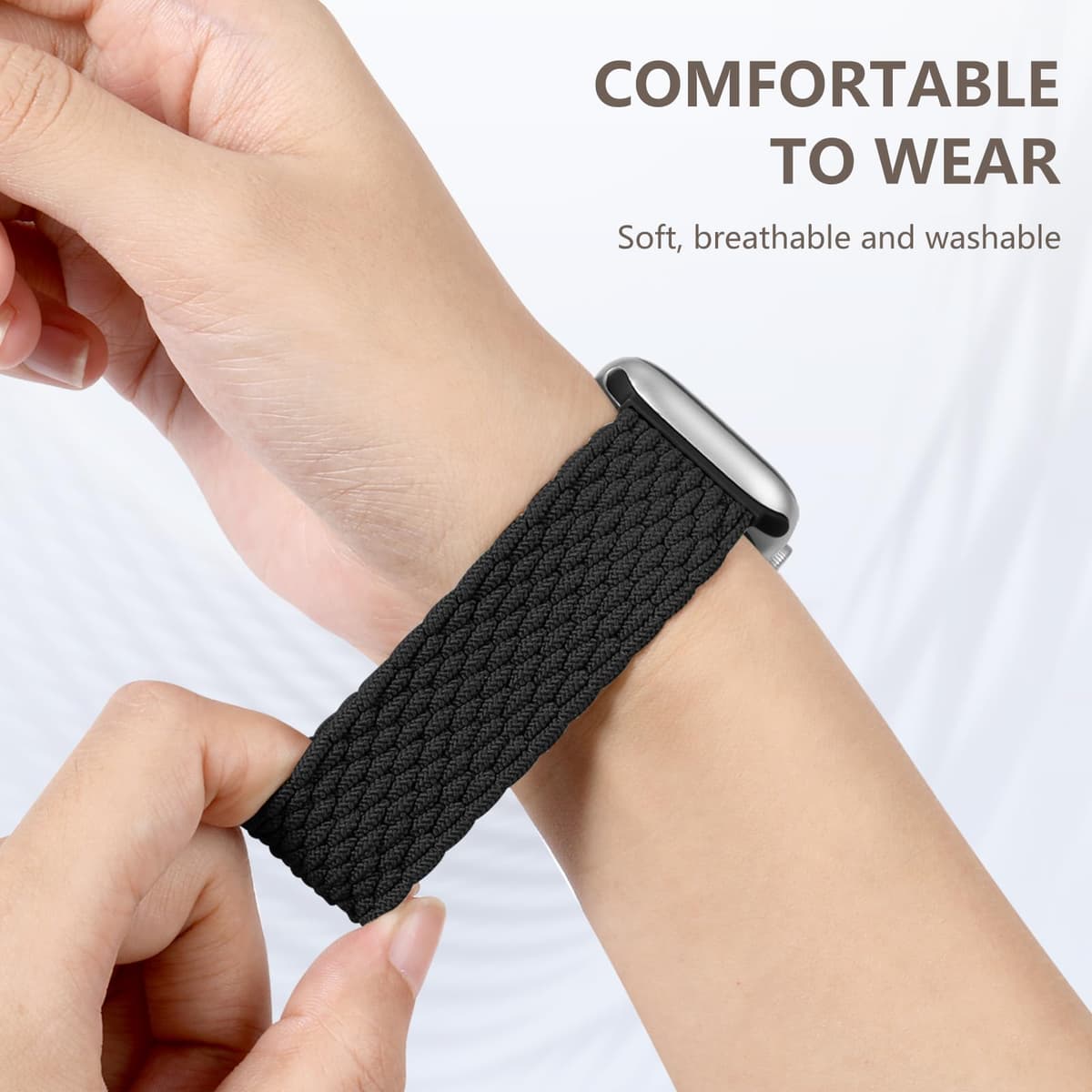 Maledan Braided Solo Loop Strap Compatible with Apple Watch Strap 38mm 40mm 41mm 42mm 44mm 45mm 46mm 49mm for Women Men, Adjustable Stretchy Sport Band for iWatch SE Series 10 9 8 7 6 5 4 3 2 1 — view 4