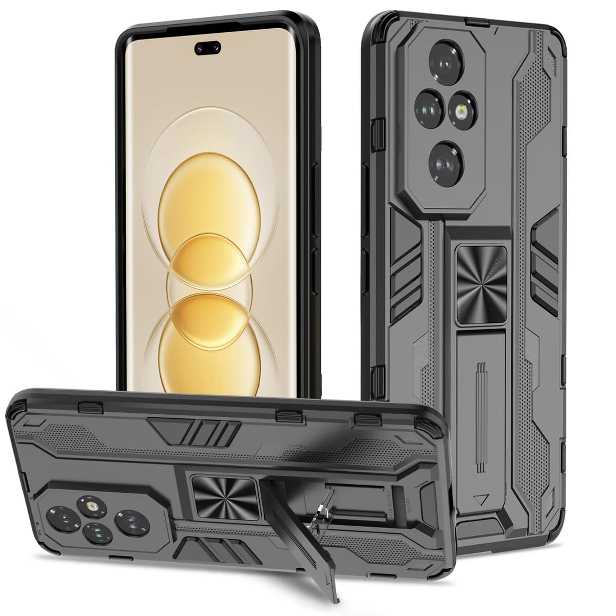 Funda para CMF Phone 2 Pro, Carcasa Antigolpes con Soporte anular metálico, Case Protectora de Grado Militar, Negro — view 207