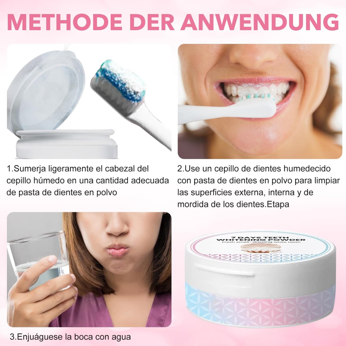 Blanqueador Dental Profesional,Polvos Blanqueadores Dientes,Blanqueamiento Dental Eliminación Profunda de Manchas,Eficaz Para Fortalecer Dientes y Encías,Suave Para Dientes Sensibles(white) — view 6