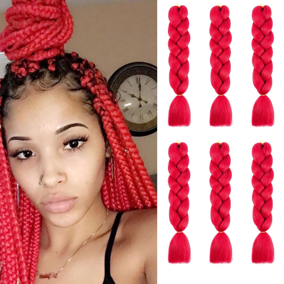 24" Braiding Hair Extension Jumbo Braids Synthetic 3bundles/pack Crochet Hair Afro Box Braid Heat Resistent (Dark Purple) — view 93