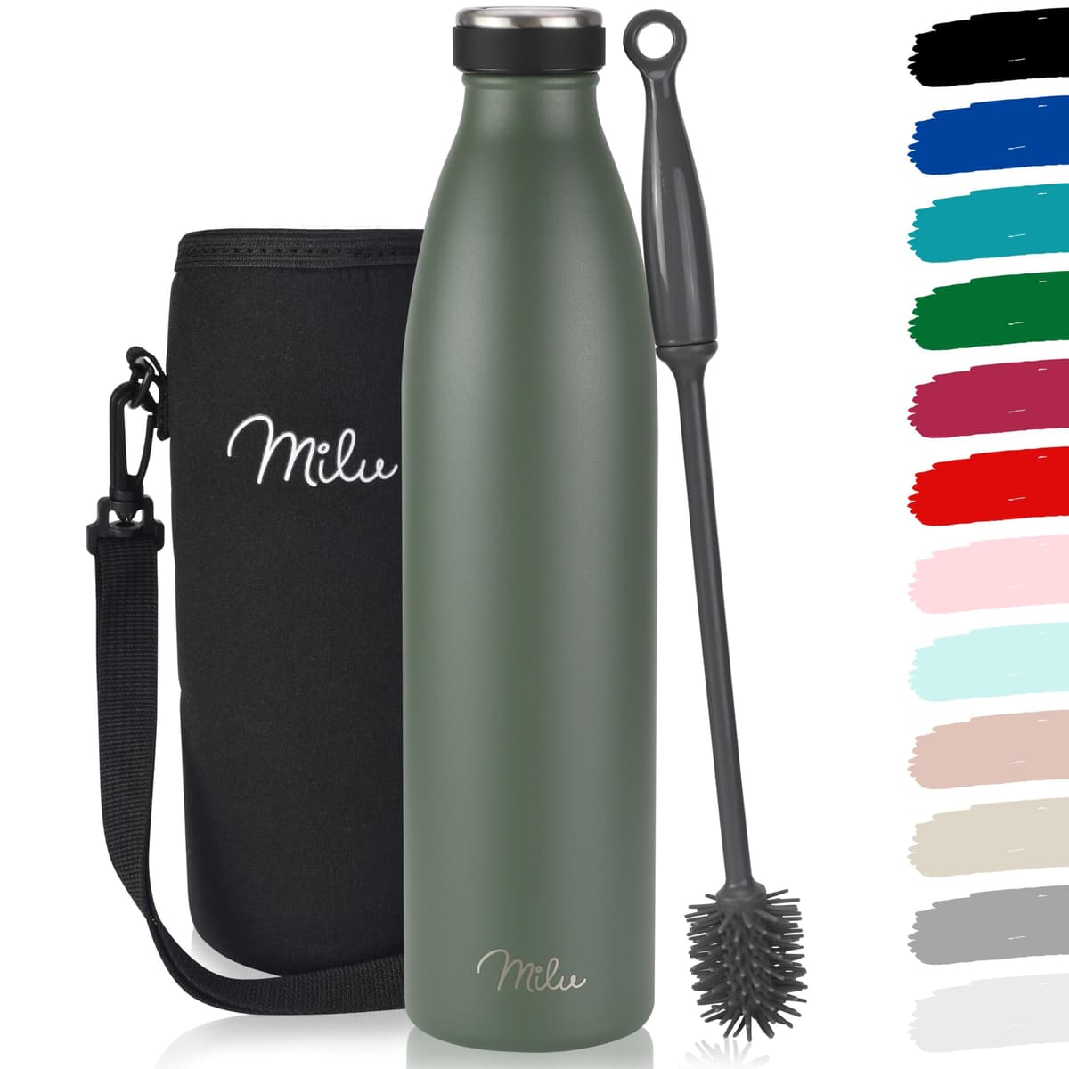 Milu Stainless Steel Drinking Bottle 1500 ml - Insulated Thermo Flask for Water - Leak Proof, Insulated and Double Walled, Carbonated (Granite Navy Blue, 1,5L) — view 21