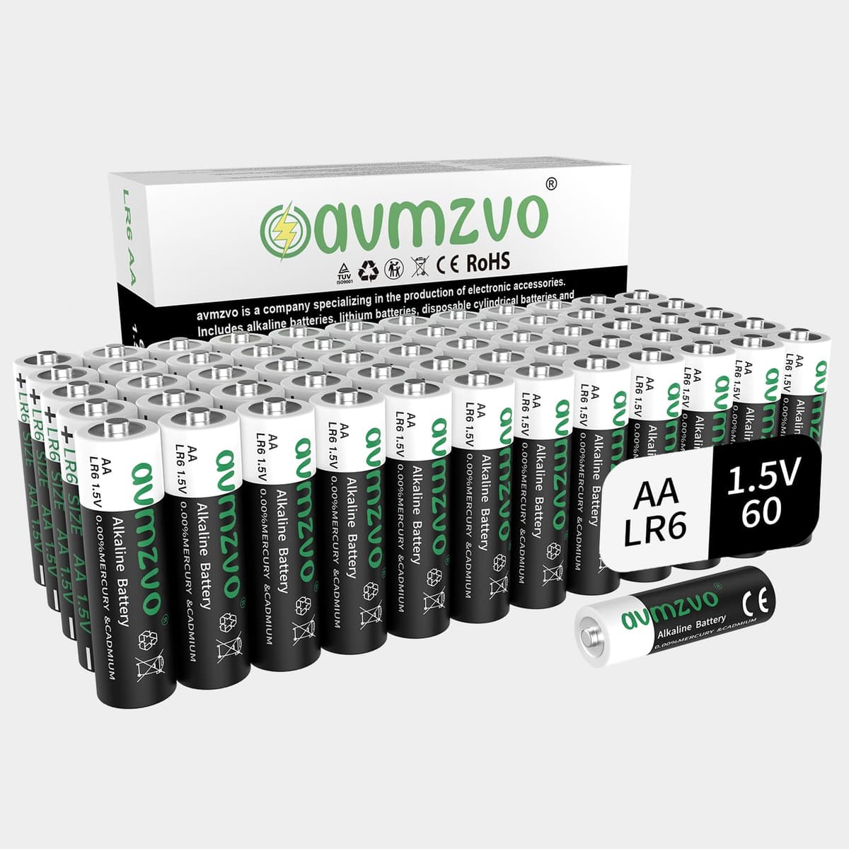 AA Batteries, LR6 Batteries 1.5 V, 60 Units, Alkaline, Long-lasting, Can be Used for Toys, Alarm Clocks and Other Electronic Devices